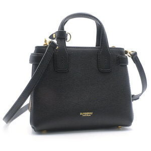 Burberry Banner Bag Black Leather House Check Handbag Shoulder